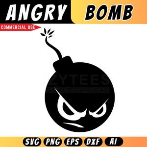 Bomba de dibujos animados enojada SVG: Clipart vectorial divertido de Cricut