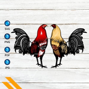 Silueta de gallo rojo y dorado - Sublimación de pollo, diseño de gallo, SVG de pollo, sublimación de gallo, SVG de gallo, archivo para Cameo Cricut