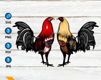 Red and Gold Rooster Silhouette SVG: Chicken Design (Digital Download)