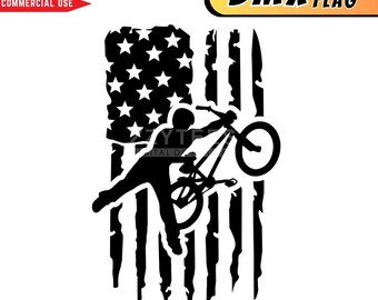 BMX Rider USA Flag SVG – Bicycle Silhouette Cut File for Cricut & Laser Cutting