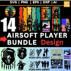 Airsoft Player Digital Bundle Download – Svg, Png, Dxf, Eps Files for Cutting Machines & Printing