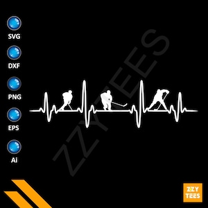 Incrível Hockey Heartbeat Creative Design SVG PNG - Heartbeat Hockey Svg, Hockey Cut File, Hockey Cut File, Hockey Png, Hockey Dxf, Vector