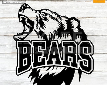 Bears Mascot SVG | School Spirit Shirt Design | Cricut Team Clipart | Digital Sport Logo Files | Commercial