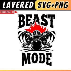Beast Mode Football Player SVG: Customizable Vector Graphics (Digital Download)