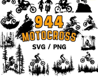 Motocross SVG Bundle | 944 Dirt Bike Silhouette Vectors (SVG, PNG)