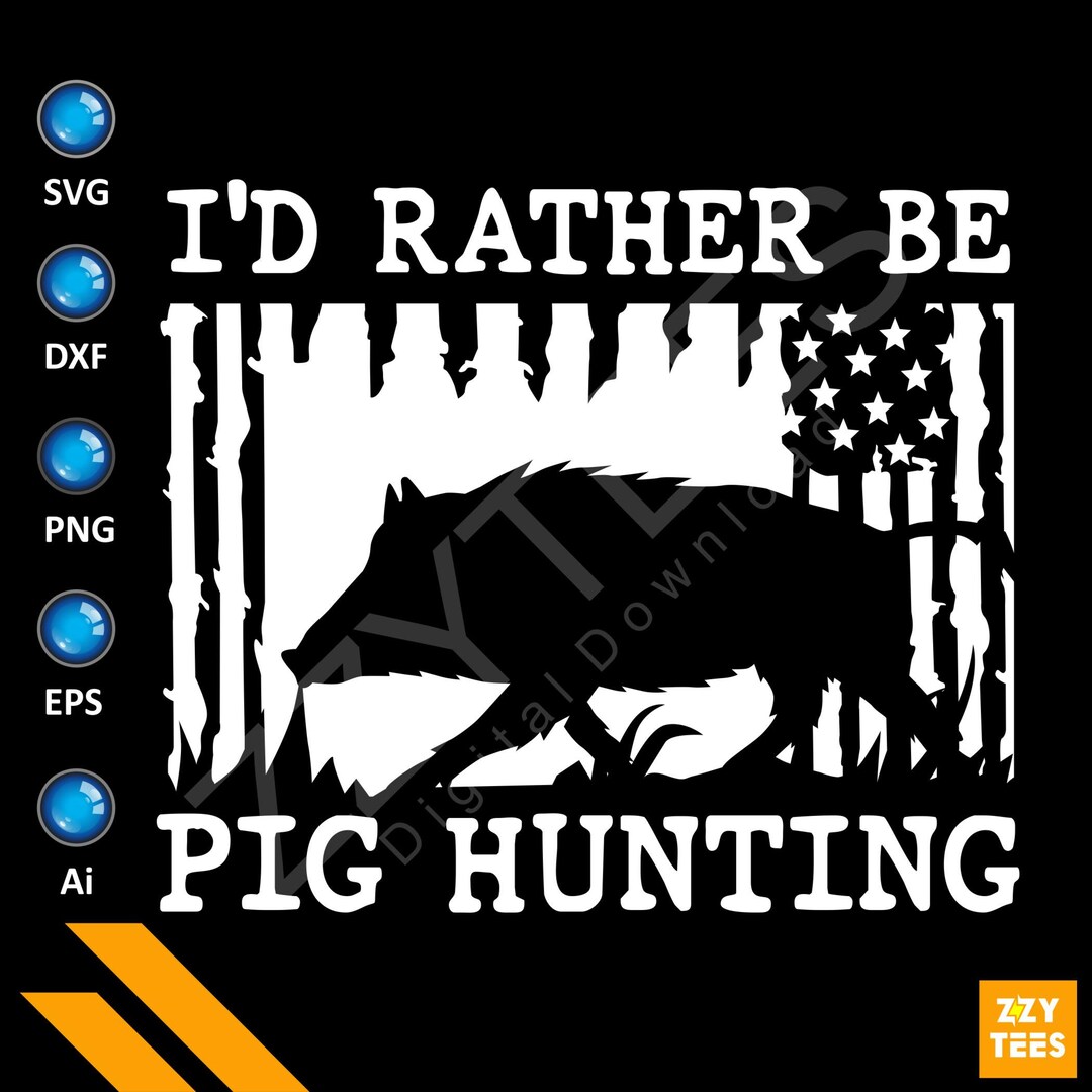 Funny Pig Hunting SVG Clipart Boar Hunting Silhouette, Pig Hunting, Wild Pig, Hog Hunting, Pig