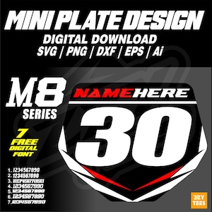 Mini Platte Design, Clip Art Motocross Racing Platte SVG, Vektor für Cricut und Print svg, eps, dxf, ai, png digitaler download geschnittene Datei