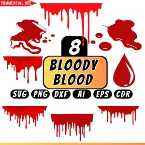Bloody Halloween Crime Scene Blood Dripping Bundle SVG PNG