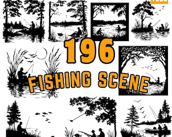 Fishing Scene SVG Bundle | 196 Fisherman Clipart Cut Files (Digital Download)