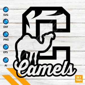 Camel Mascot SVG PNG, Letter C Camel Clipart, School Team Logo Digital File, Camel Silhouette Vector, Sports Emblem Cricut Design