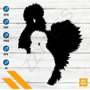Silkie Huhn Aufdruck, flauschige Bauernhof Geflügel Silhouette, Garten Huhn Clipart, niedliche Huhn Cricut Datei, Gehöft digital