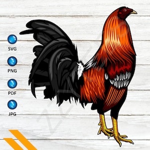 Gamefowl Rooster Clipart: Farm Animal Vector (SVG, PNG)