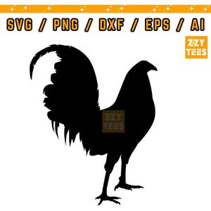 Rooster Silhouette SVG, Farm Chicken Clipart, Gamefowl PNG, Barnyard Poultry Design, Cricut Cut File, Country Animal Vector