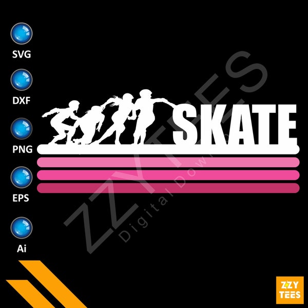 Amazing Skater Girls Svg Clipart Silhouette Vector - Roller Derby Skates, Roller Derby SVG, File for Cricut, Stripe Svg, Skate Svg, Vector,