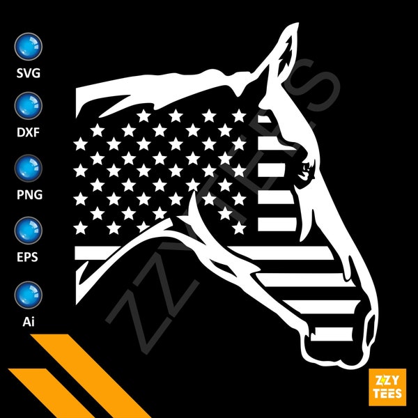 Beautiful Abstract US Flag Horse SVG - Horse Silhouette, Wild Horse Svg, Horse Head Svg, Horse Clipart, Horse Cut File, Svg File For Cricut,