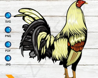 Light Gold Rooster SVG: Chicken Vector Cut File (Digital Download)