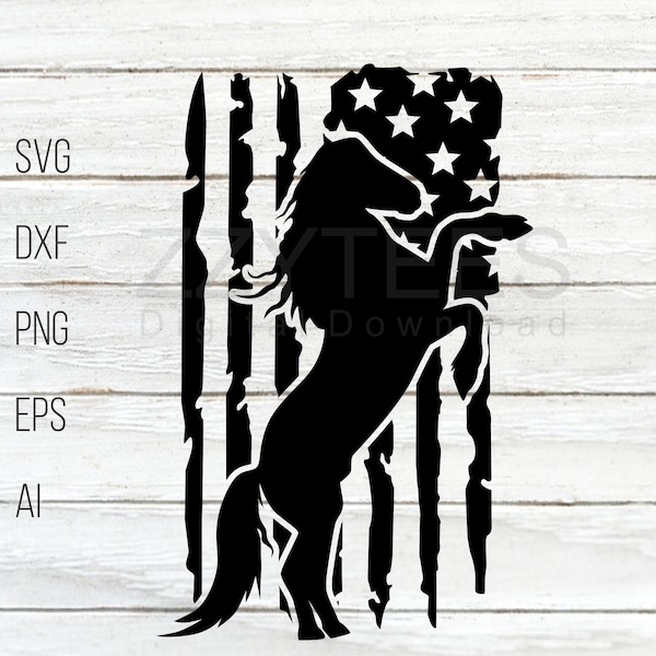 Beautiful Patriotic US Flag Silhouette Horse Clipart SVG - Horse Lover Svg, Cut File Print File, Farm House svg, Instant Download,Clip art,