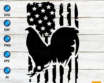 US Flag Chicken Hunter SVG, Farm Rooster Cut File