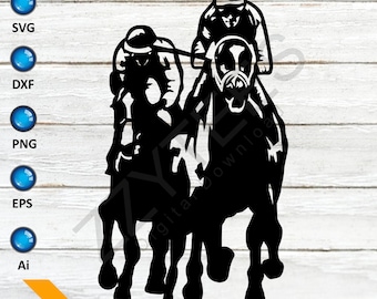 Pferderennen SVG - Jockey und Pferd Silhouette (Digitaler Download)