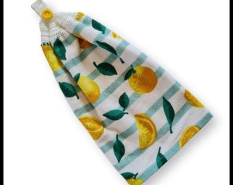 Crochet Hand Towel/Hanging Hand Towel/Kitchen Hand Towel/Crochet Tea Towel/Hand Towel with Loop/Hanging Tea Towel/Tea Towel with Loop Button