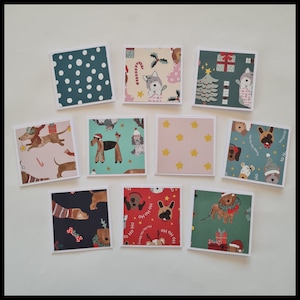 Handmade Mini Christmas Cards with Optional Envelopes 10 Pack/Blank Christmas Cards/Small Christmas Tags/Handmade Christmas Cards/Dog Xmas