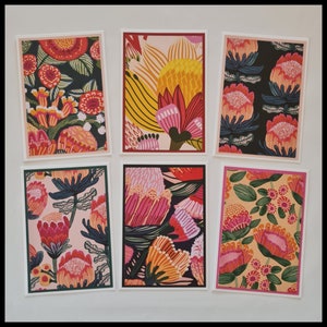 Handmade Cards with Envelopes 6 Pack/Blank Gift Cards/Australian Flower Cards/Blank Handmade Cards/Note Cards/Greetings Cards/Card Pack