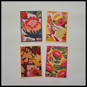 Handmade Cards with Envelopes 4 Pack/Blank Gift Cards/Australian Flower Cards/Blank Handmade Cards/Note Cards/Greetings Cards/Card Pack