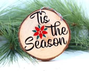 Tis The Season, Wood Slice Ornament, Rustic Christmas Decor, Essential Oil Diffuser, Wood Diffuser Ornament, Farmhouse Christmas Ornament