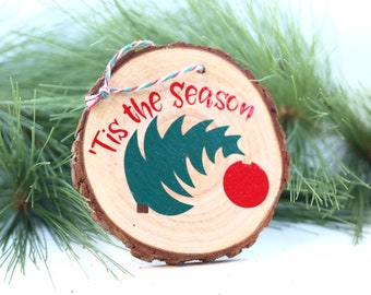 Tis The Season, Wood Slice Ornament, Rustic Christmas Decor, Essential Oil Diffuser, Wood Diffuser Ornament, Farmhouse Christmas Ornament