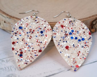 Red White and Blue Earrings, Patriotic Jewelry, Fourth of July Earrings, Birthday Gift for Mom, Birthday Gift for Best Friend