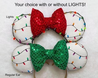 Christmas Mini Lights Mouse Ears, Mini Blinking Lights Mouse Ears, Christmas Mouse Ears, Christmas Disney Ears, Disney Mouse Ears