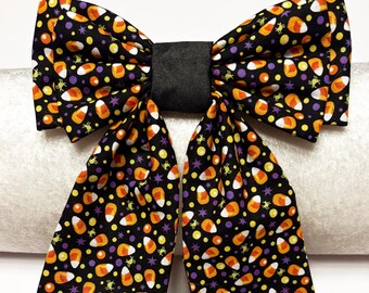 Oversized Halloween Hair Bow: Candy Corn Fashion Bow