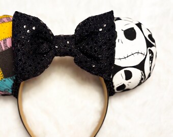 Nightmare Before Christmas Mouse Ears: Sally & Jack Halloween Headband