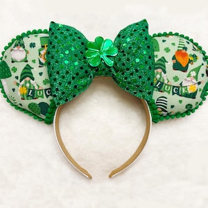 St Patrick&#39;s Day Mouse Ears, St Patrick&#39;s Gnomes Mouse Ears, Mouse Ears, St Pattys Day, Holiday Mouse Ears, St Patrick Disney Ears