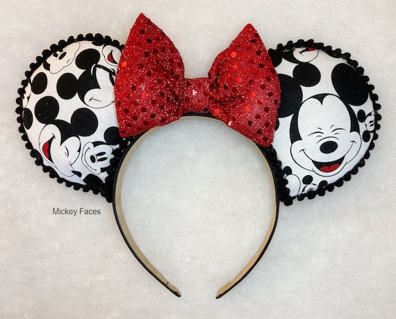 Handmade Mickey Mouse Ears, Red Sequin Bow, Cartoon Headband  display picture 3