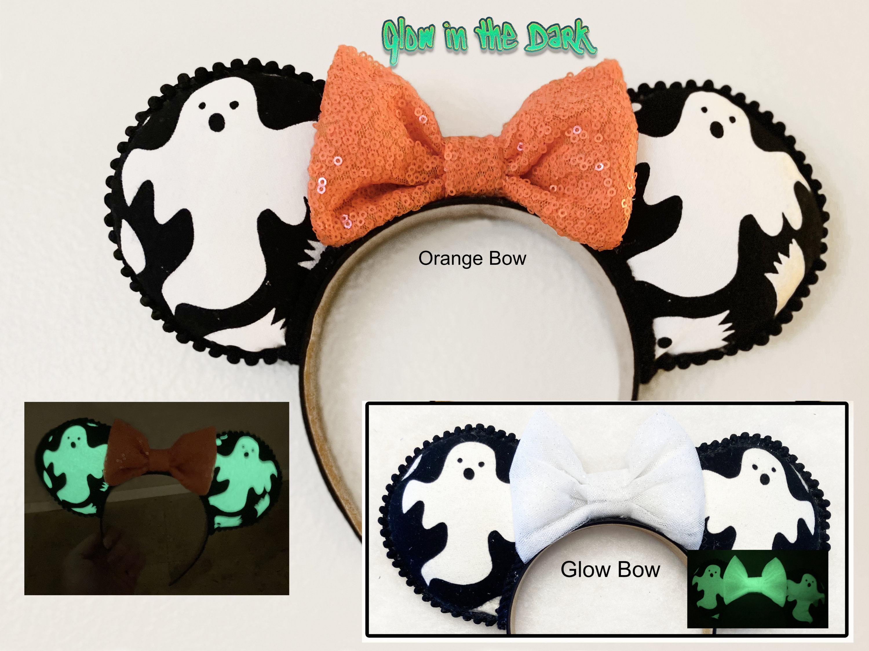 Glow in the Dark Ghost Mouse Ears - Halloween Costume 