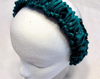 Green Velvet Scrunchie Headband: Handmade Christmas Style