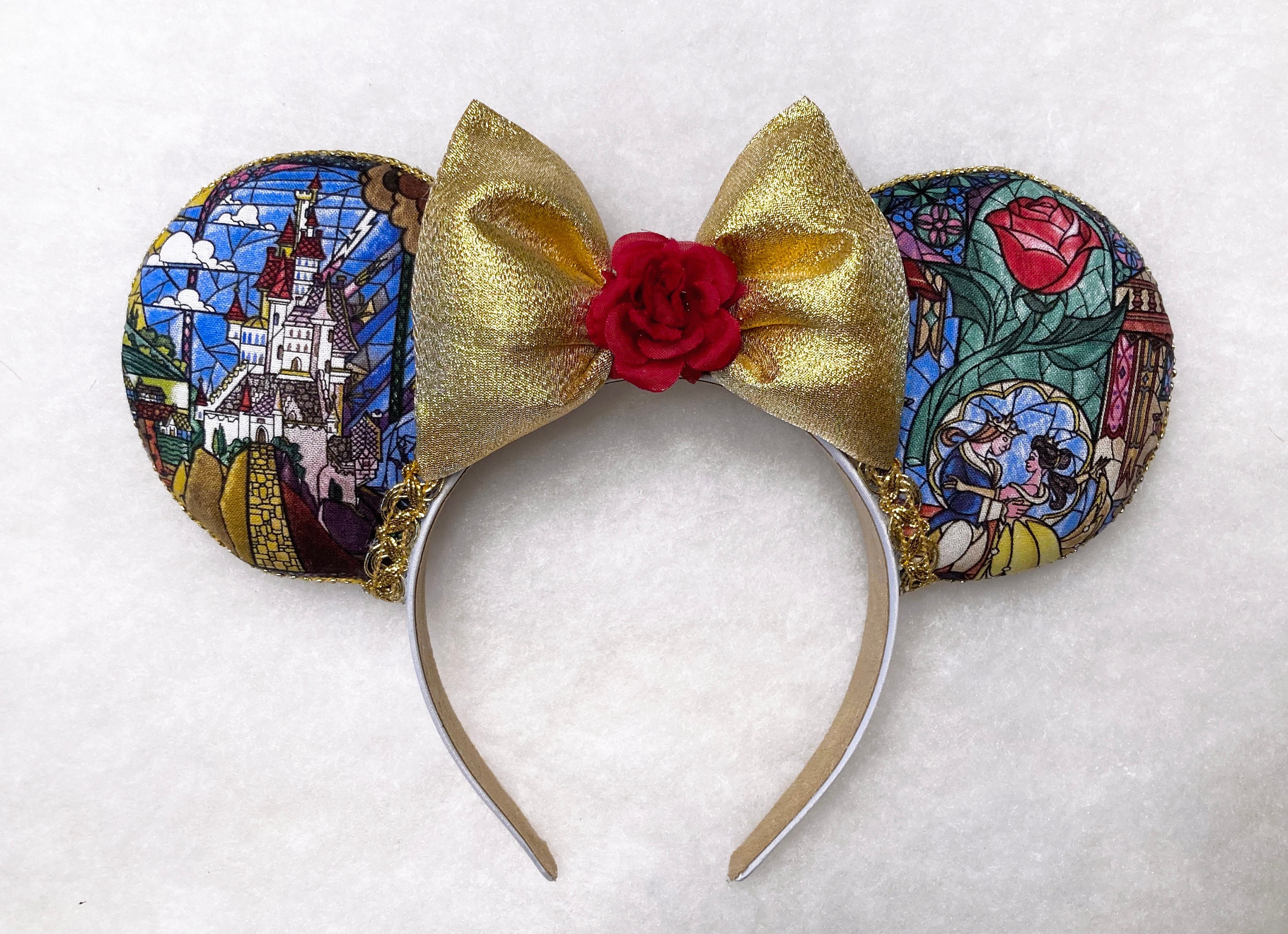 Disney Beauty and the Beast Bow Headband - Gold and Multicolor Beauty and the Beast Headbands - Etsy main image 2