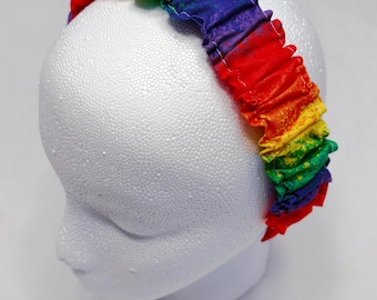 Pride Rainbow Scrunchie Headband: Handmade Ruched Style