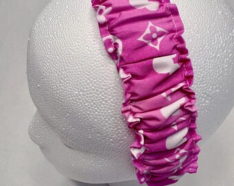 Pink Designer Scrunchie Headband, Ruched Style