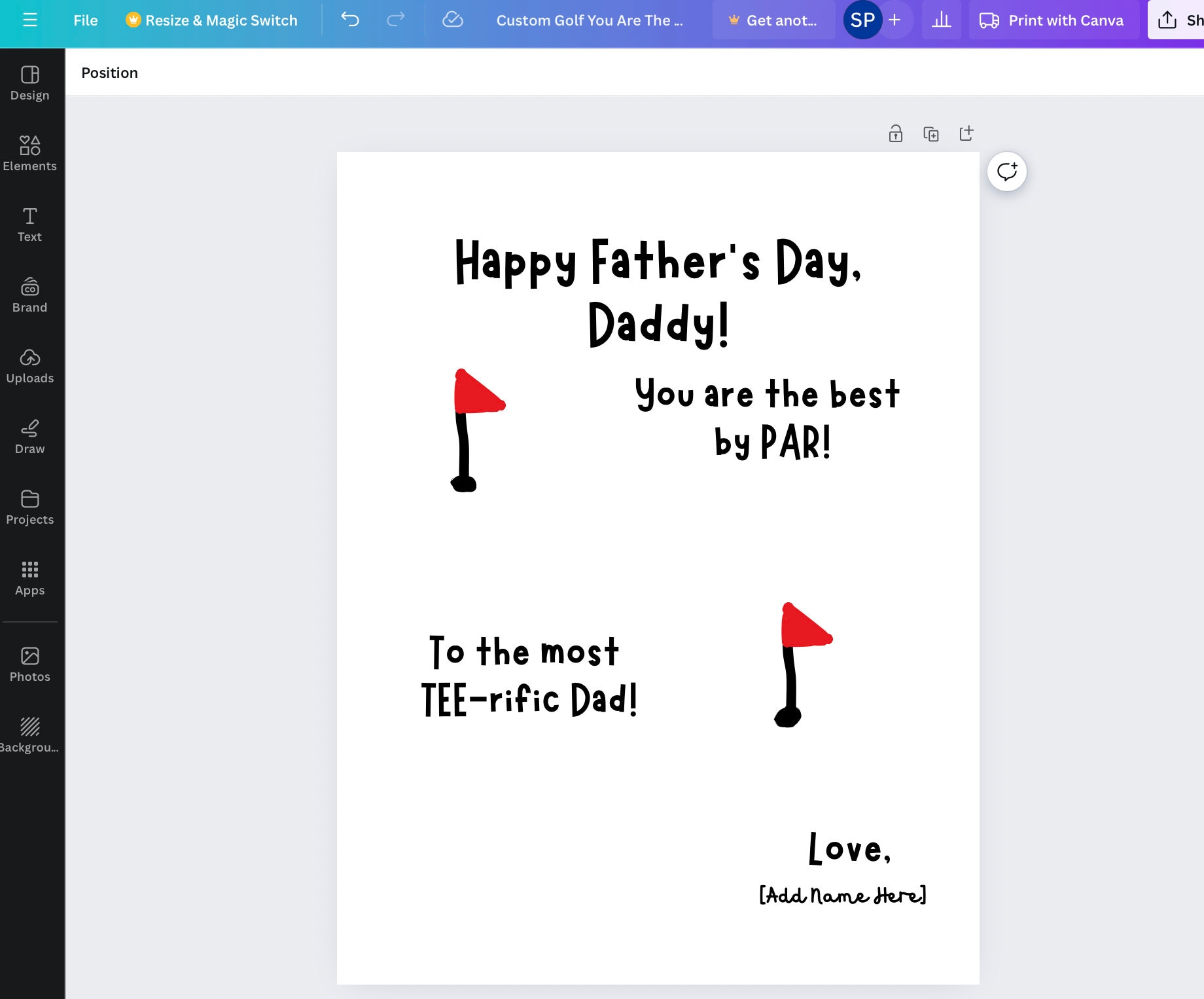 Customizable Happy Birthday Golf Footprint DIY Craft For Dad