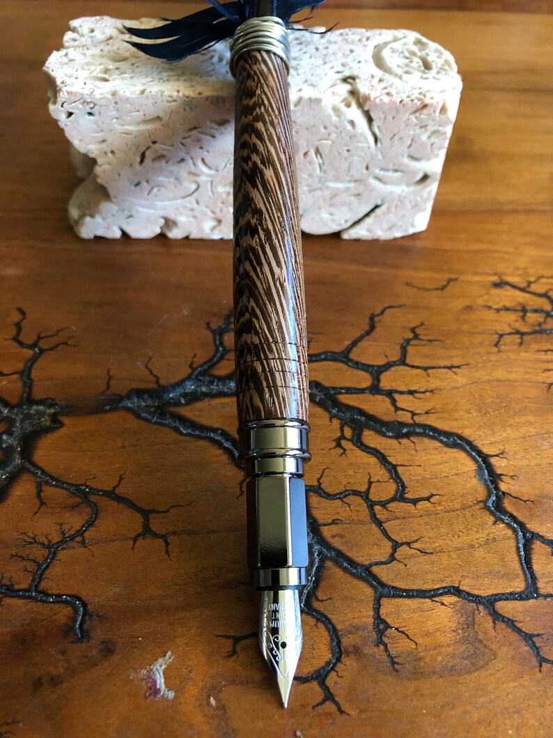 Feather Wood Turned Fountain Pen Classic Wood Etsy