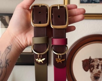 Two Tone Waterproof Biothane Dog Collar | Sienna x Sage, Iris, Evergreen, Merlot, Moss