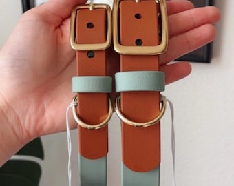 Two Tone Waterproof Biothane Dog Collar | Sienna x Sage, Iris, Evergreen, Merlot, Moss
