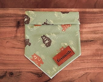 Granola Bears Dog Bandana | Handmade in the USA Pet Bandana with Snap Buttons
