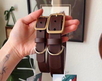 Earth Tone Saddle Brown Waterproof Dog Collar | Biothane Buckle Collar, Solid Brass Hardware