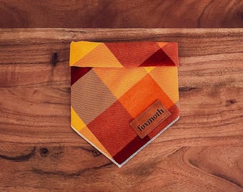 Maple Plaid Snap-On Dog Bandana | 100% Cotton Flannel | Autumn, Fall, Harvest, Pumpkin, Halloween, Thanksgiving