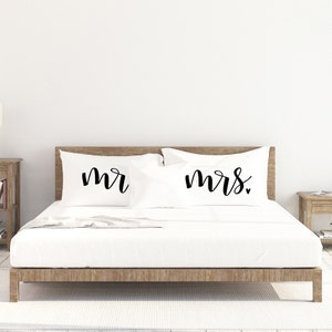 Wedding Gift, 2 Personalized Pillow Cases, His and Her Pillowcases, Mr and Mrs Pillow Set, Add Wedding Date, Custom Pillowcase