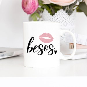 Besos Taza, Jarra, Xicara, Mug, Beijos, Baci, Lipstick, Coffee Mug, Gift For Her, Boss Gift