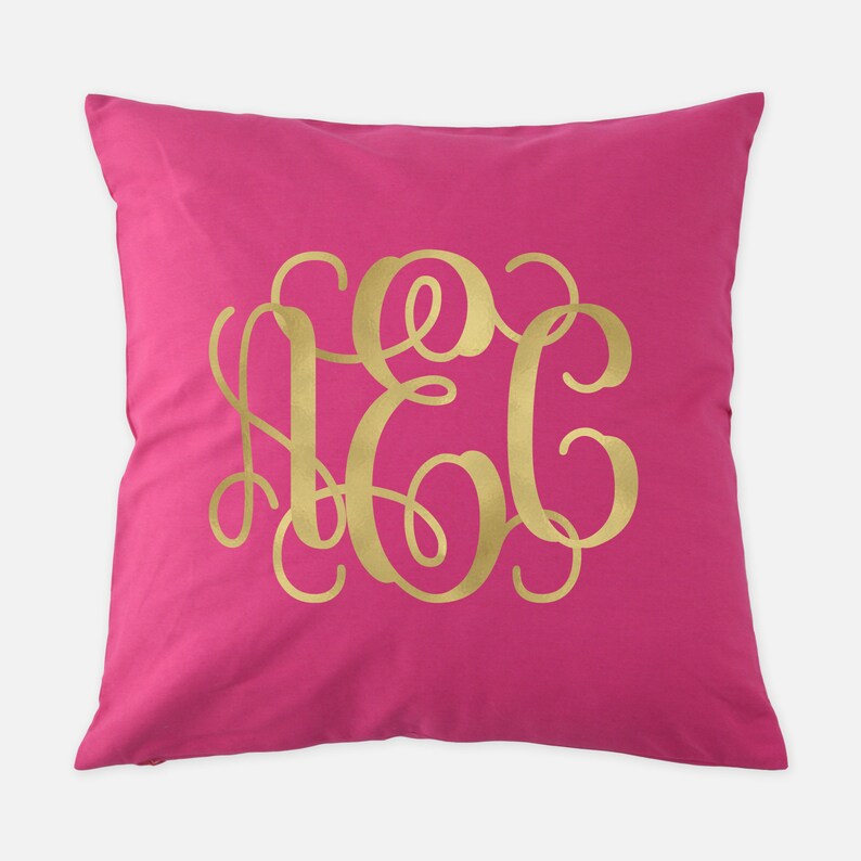 Real Gold Foil Monogram Pillow Cover Sorority Pillow Dorm Etsy
